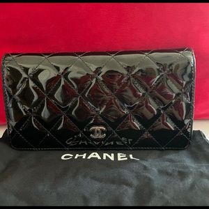 Chanel patent long wallet